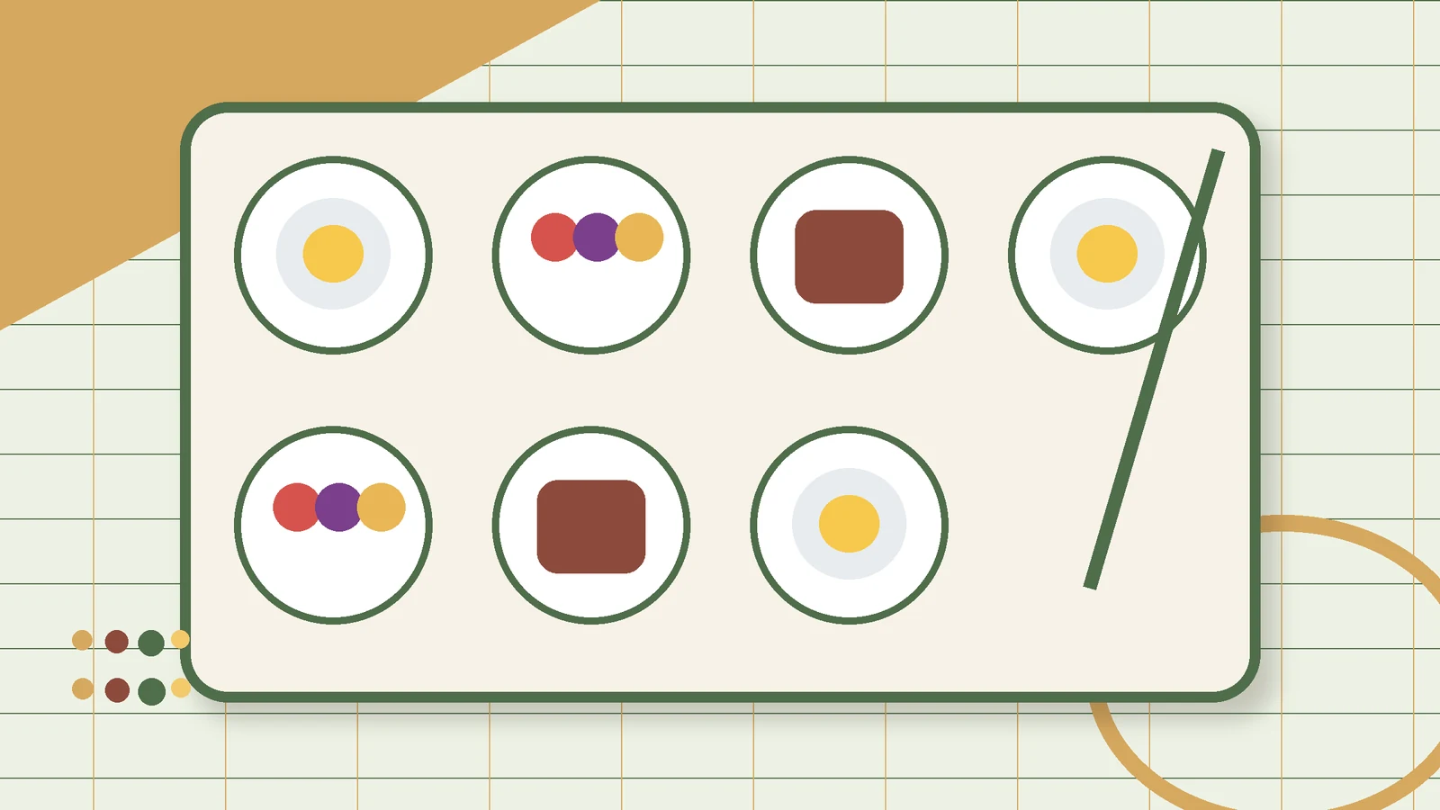 Balanced brunch plate showing portions of vegetables, eggs, grains and fruit.
