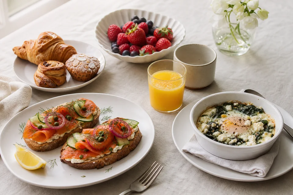 Breakfast table set for elegant brunch ideas