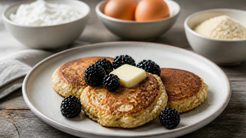 3 ingredient low carb pancakes prepared for Pancakes World.