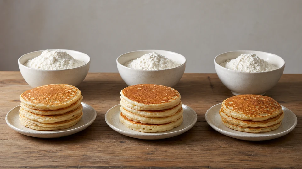 Editorial breakfast scene illustrating All-Purpose, Cake and Bread Flour in Pancakes