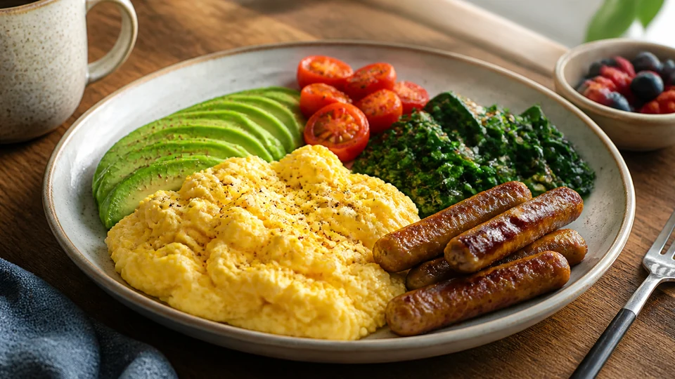 Atkins breakfast prepared for Pancakes World.