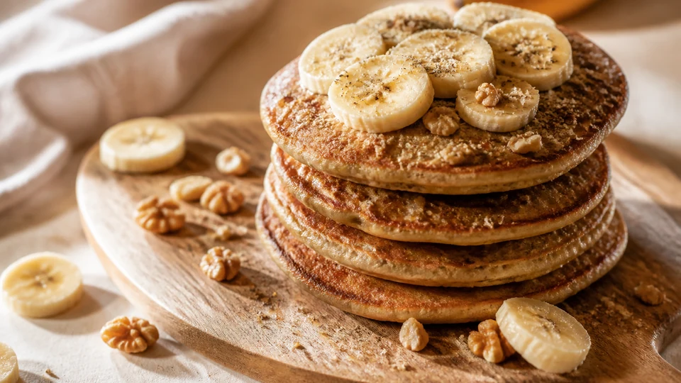 Banana flaxseed pancakes vegan prepared for Pancake World.
