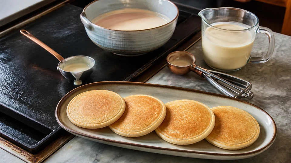 Best way to pour pancake batter prepared for Pancakes World.