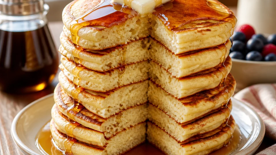 Bigger bolder baking buttermilk pancakes prepared for Pancakes World.