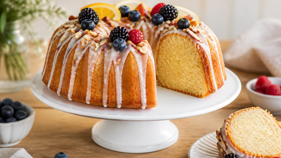 Breakfast bundt cake prepared for Pancakes World.