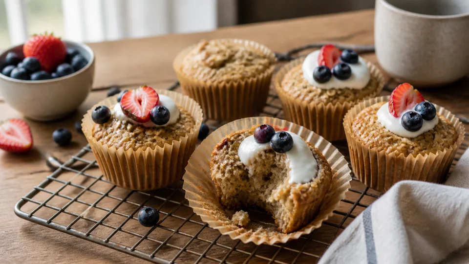 Breakfast cupcakes prepared for Pancakes World.