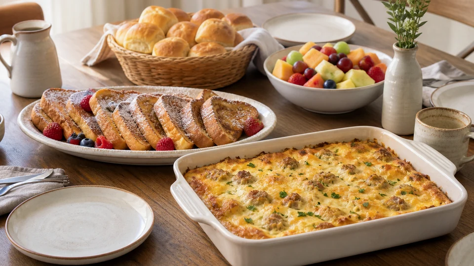 Breakfast ideas for a family gathering prepared for Pancakes World.