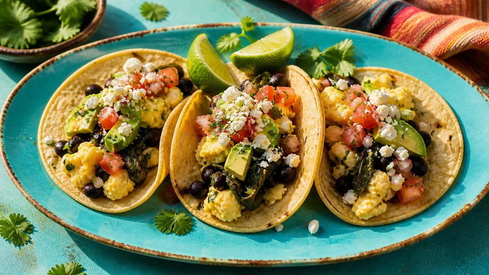 Editorial breakfast scene illustrating Breakfast taco.