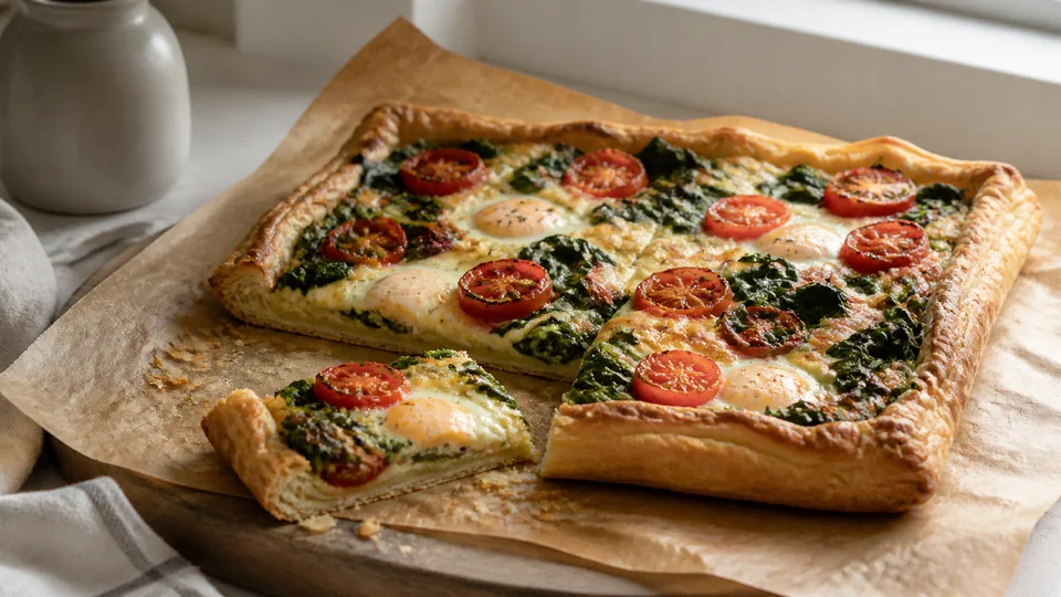Breakfast tart prepared for Pancakes World.