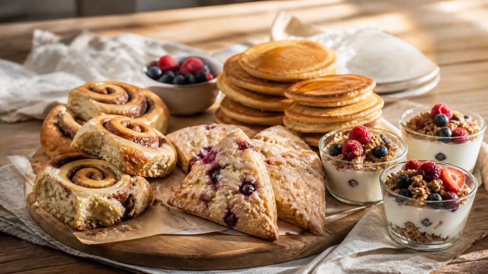 Breakfast treats prepared for Pancakes World.