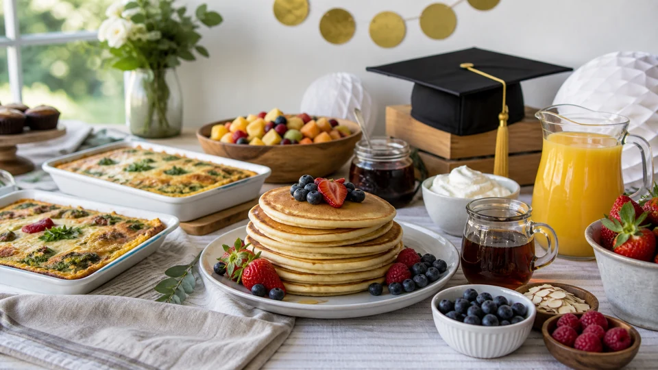Brunch grad party ideas prepared for Pancakes World.