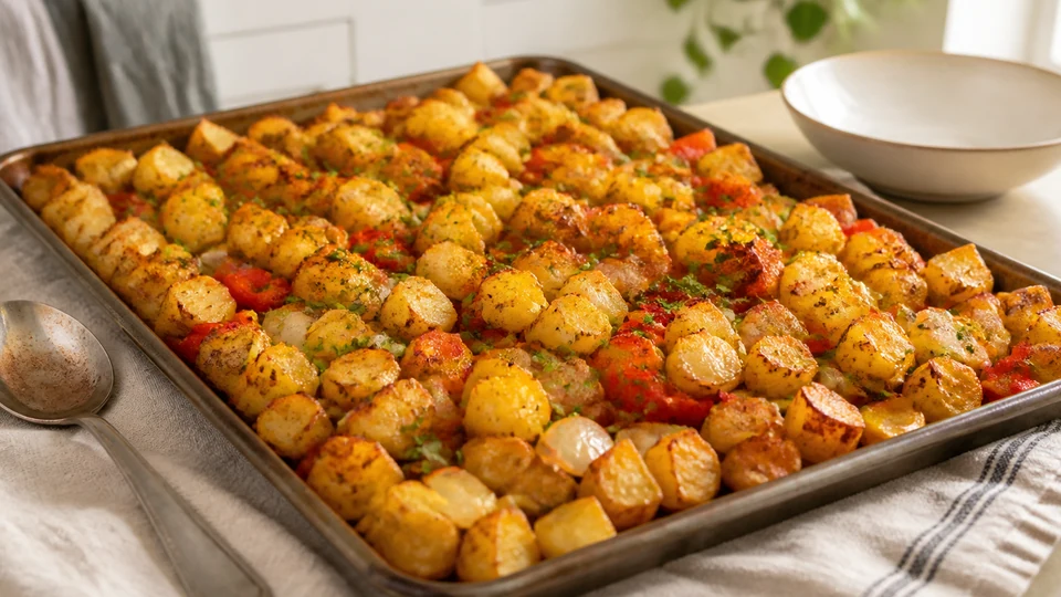 Brunch potatoes for a crowd prepared for Pancakes World.
