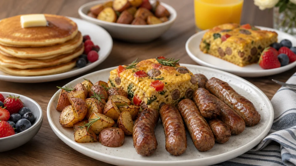 Brunch recipes with sausage prepared for Pancakes World.