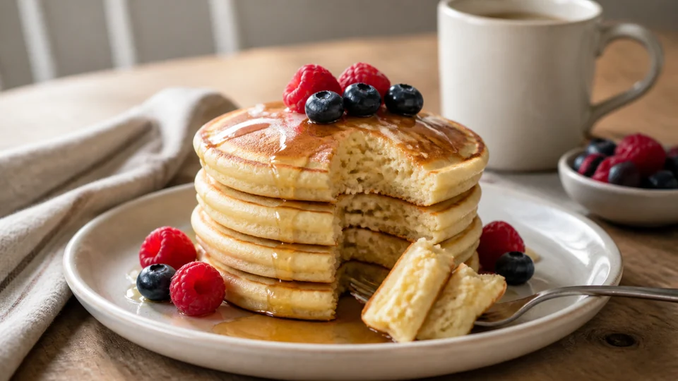 Buttermilk pancake recipe without baking powder prepared for Pancakes World.