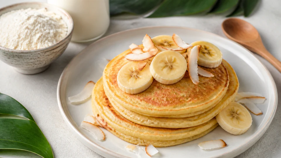 Cassava pancakes vegan prepared for Pancakes World.