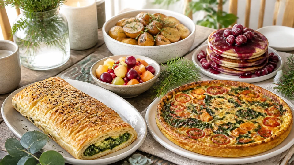 Christmas brunch vegetarian recipes prepared for Pancakes World.