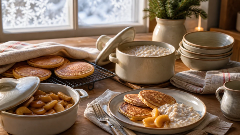 Breakfast planning scene for Cold-Weather Breakfast That Stays Warm Through Service, showing the winter-breakfast components in practical service order.