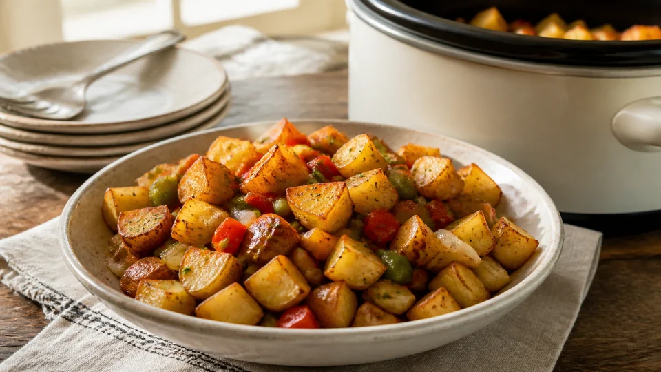 Crockpot breakfast potatoes prepared for Pancakes World.