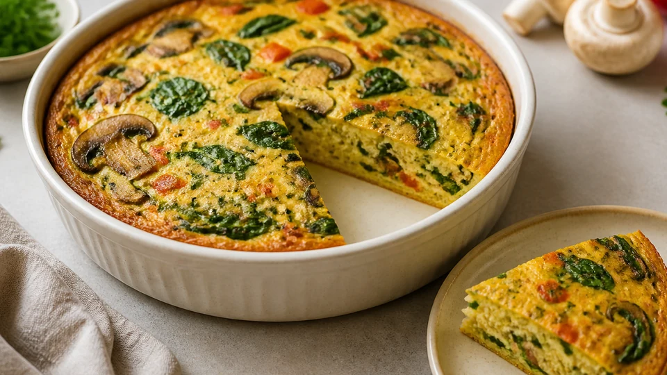 Crustless breakfast quiche prepared for Pancakes World.