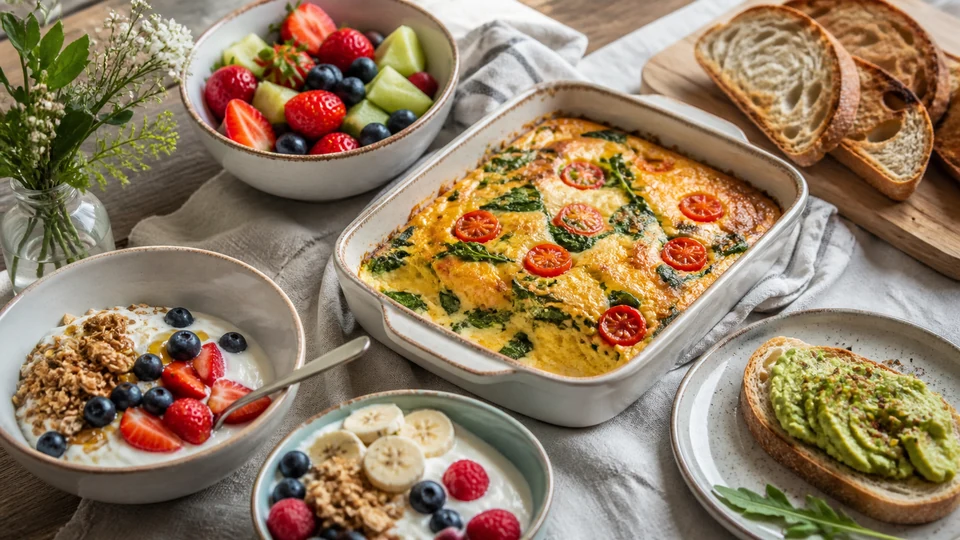 Editorial breakfast scene illustrating Easiest brunch recipes.