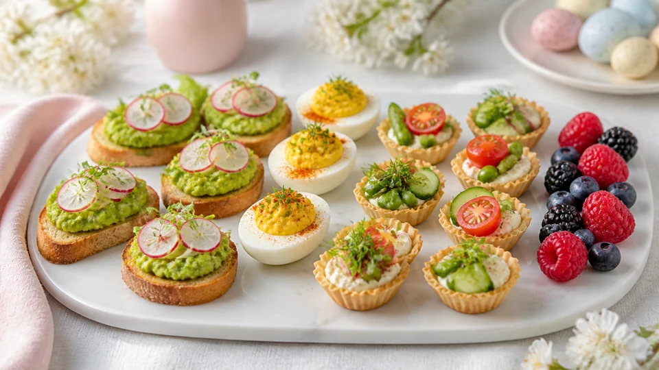 Easter brunch appetizers prepared for Pancakes World.