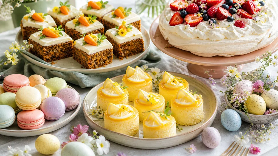 Easter brunch desserts prepared for Pancake World.
