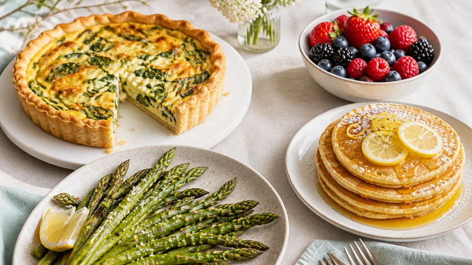 Easter brunch dishes prepared for Pancakes World.
