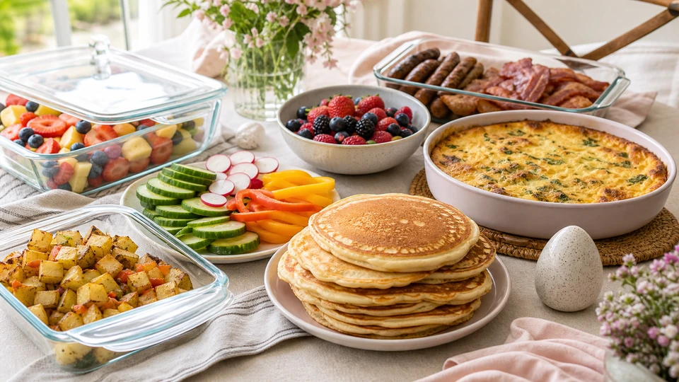 Breakfast planning scene for Easter Brunch Made Ahead: Menu, Storage and Final-Hour Plan, showing the easter-brunch components in practical service order.