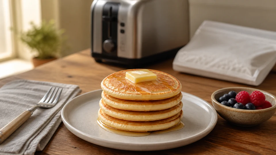 Eggo buttermilk pancakes prepared for Pancakes World.