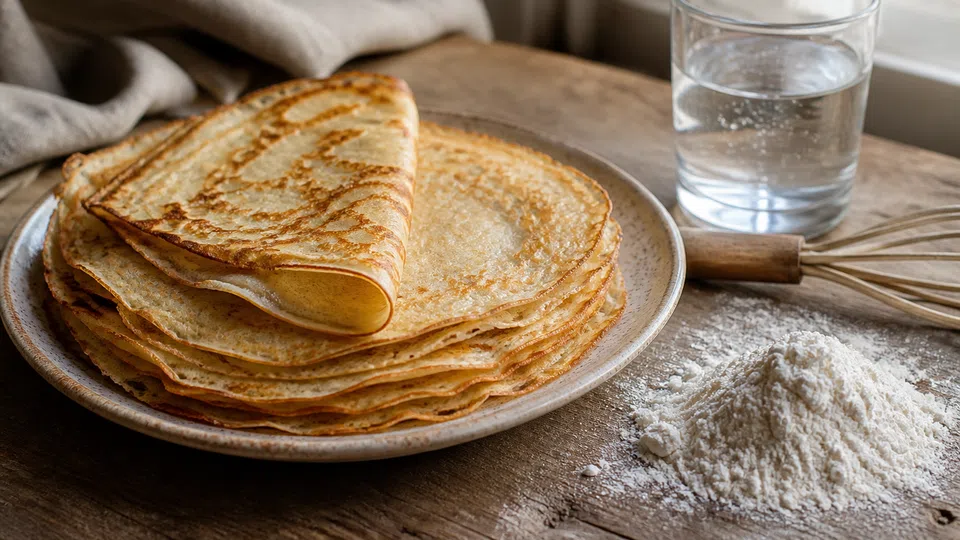 Flour and water pancakes prepared for Pancake World.