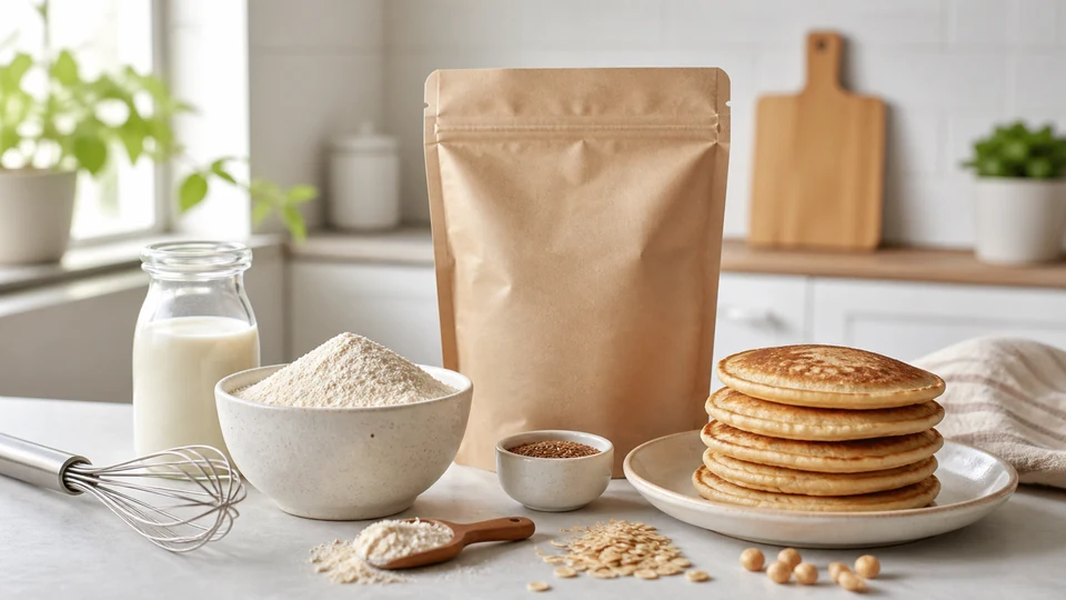 Flourish plant based pancake mix prepared for Pancakes World.