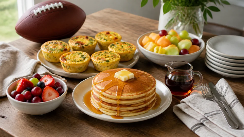 Football brunch ideas prepared for Pancakes World.