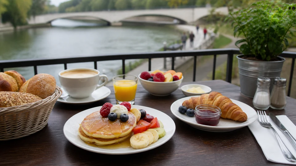 Editorial breakfast scene illustrating Glockenbach Breakfast and an Isar Walk