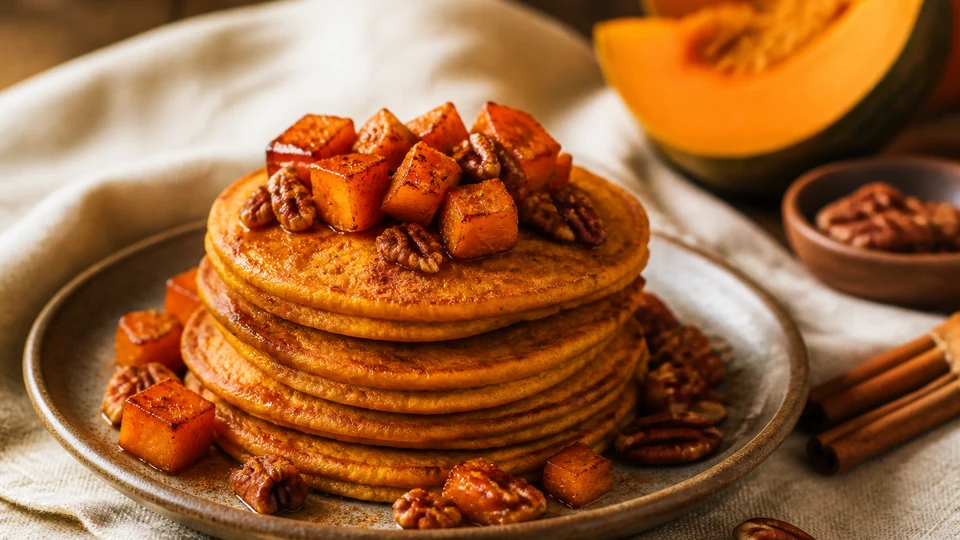 Gluten free vegan pumpkin pancakes prepared for Pancake World.
