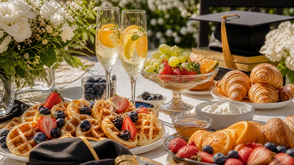 Graduation brunch ideas prepared for Pancake World.