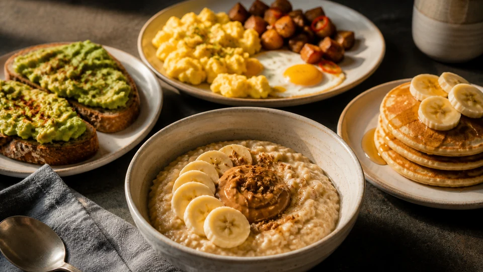 High calorie breakfast for bulking prepared for Pancakes World.