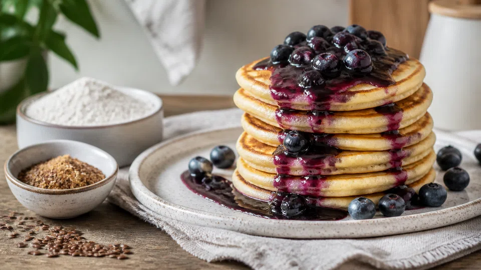 Homemade pancakes recipe without eggs prepared for Pancake World.