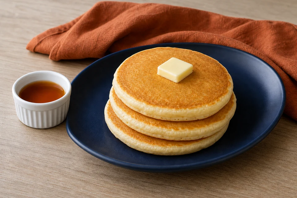 Finished stack of golden pancakes prepared to evaluate Hungry Jack Complete Buttermilk Pancake & Waffle Mix