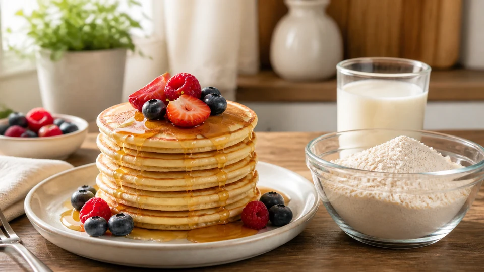 It's really vegan pancake mix prepared for Pancakes World.