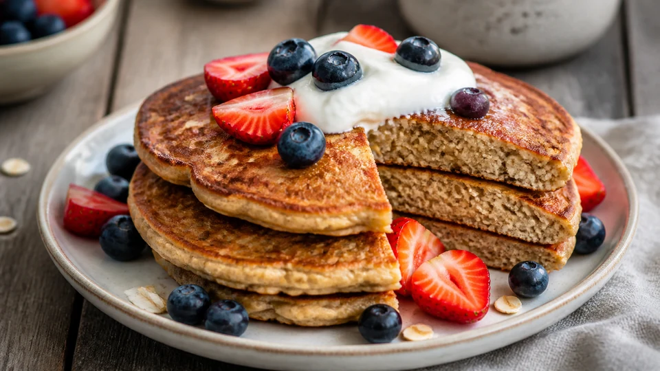 Leftover oatmeal pancakes prepared for Pancakes World.