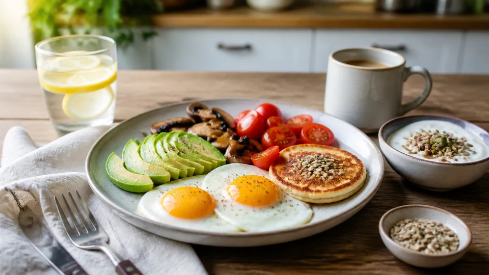 Low carb breakfast foods prepared for Pancakes World.