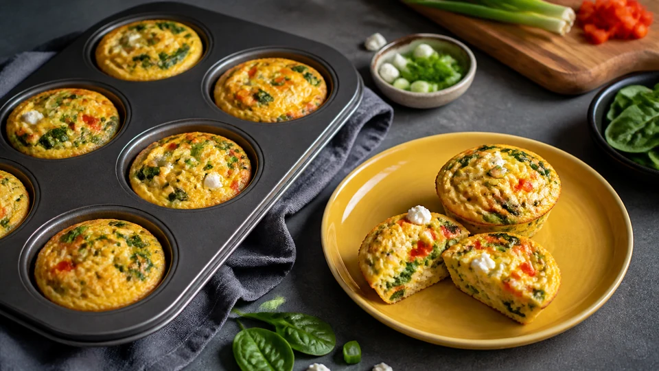 Editorial breakfast scene illustrating Low carb breakfast muffins.