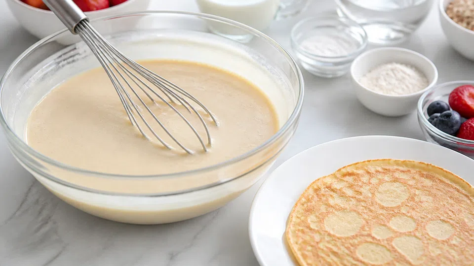 Low fat pancake batter prepared for Pancake World.