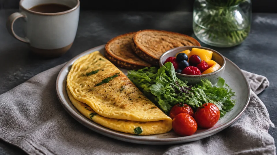 Macro breakfast prepared for Pancakes World.