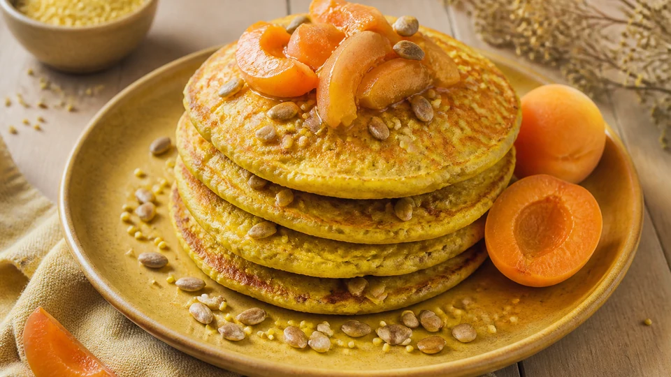 Millet flour pancakes vegan prepared for Pancake World.