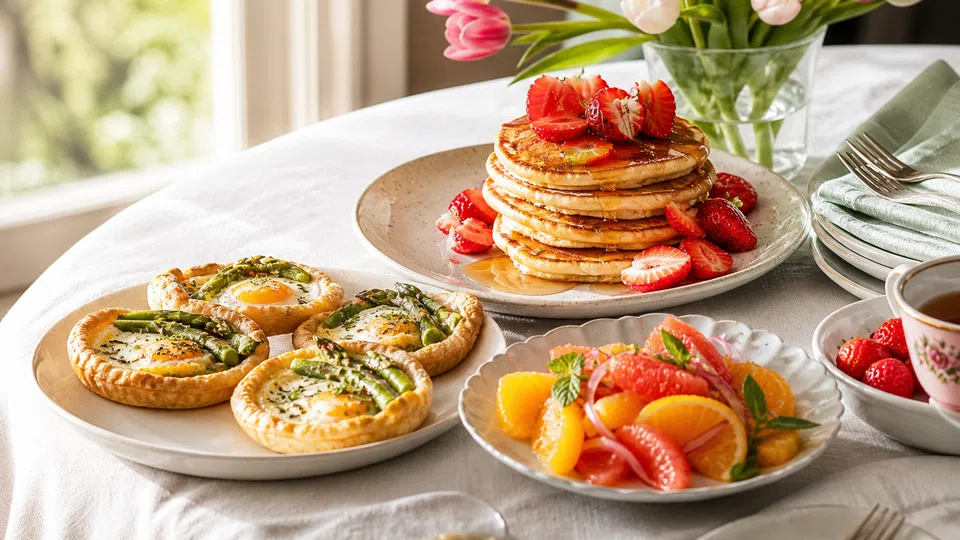 Mother's day brunch recipes prepared for Pancake World.