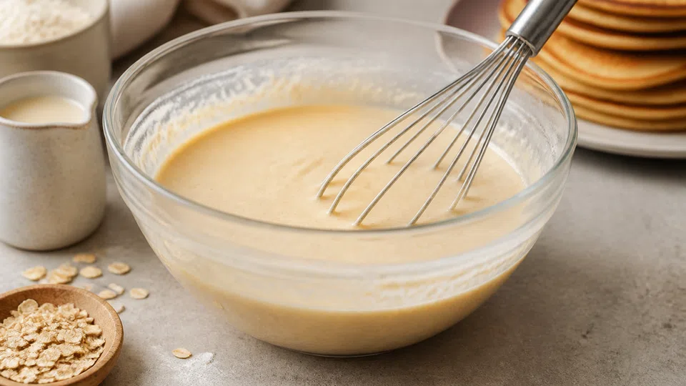 Non dairy pancake batter prepared for Pancake World.
