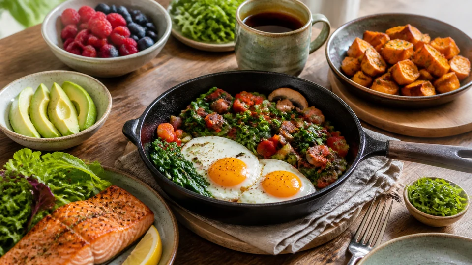 Editorial breakfast scene illustrating Paleo breakfast recipes.