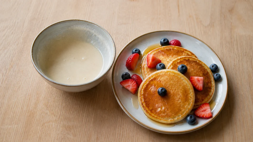 Pancake batter for 1 prepared for Pancakes World.