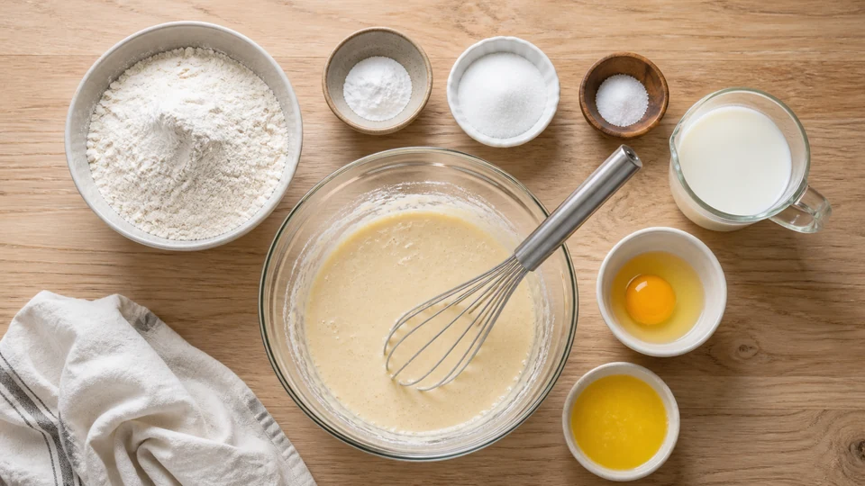 Pancake batter mix ingredients prepared for Pancakes World.